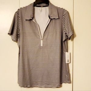 Jofit striped zip polo shirt sz. XXL black and white